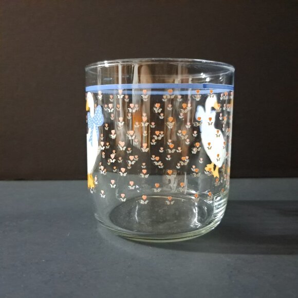 Libbey Country Goose Glass Tumbler 1980s Blue Bow Tulips 3 3/8" Vintage USA - Picture 2 of 14